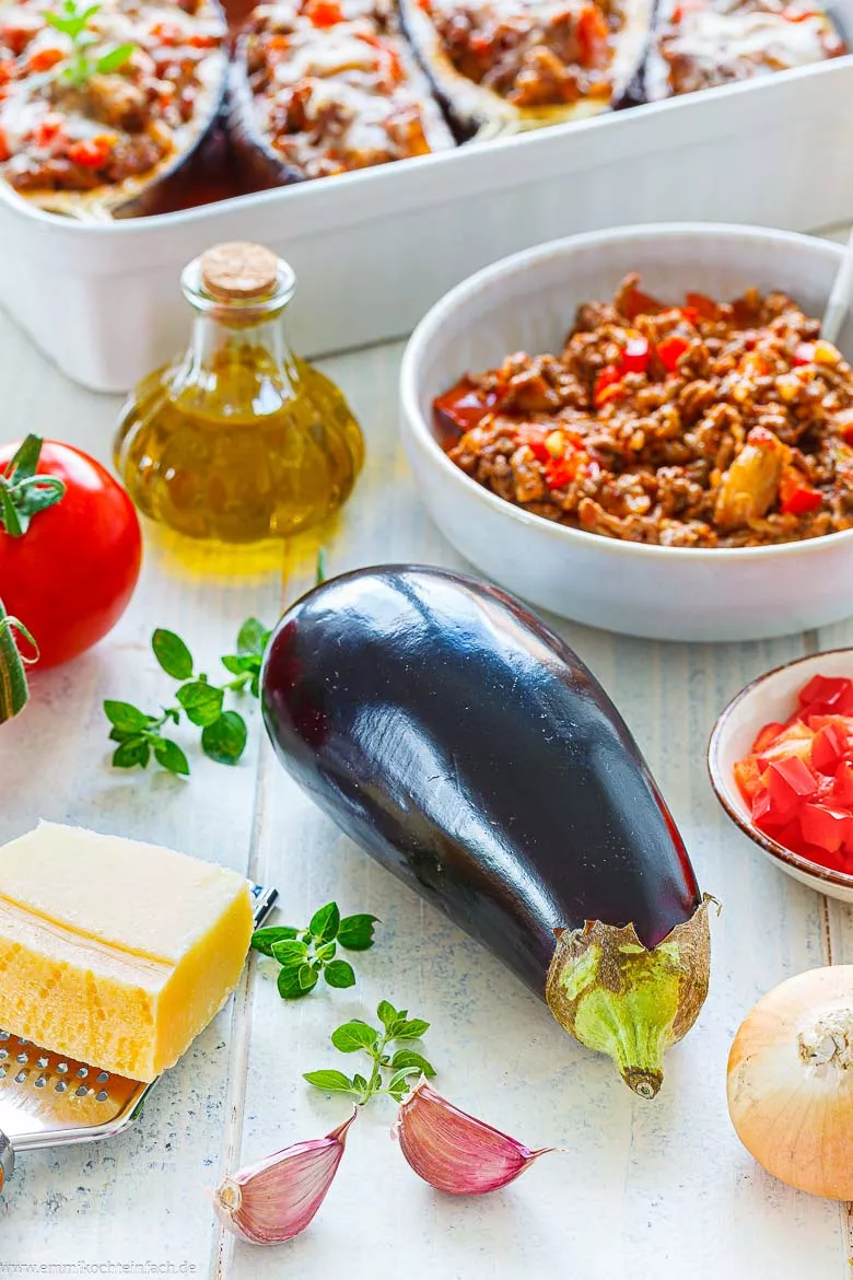 Zutaten für gefüllte Aubergine