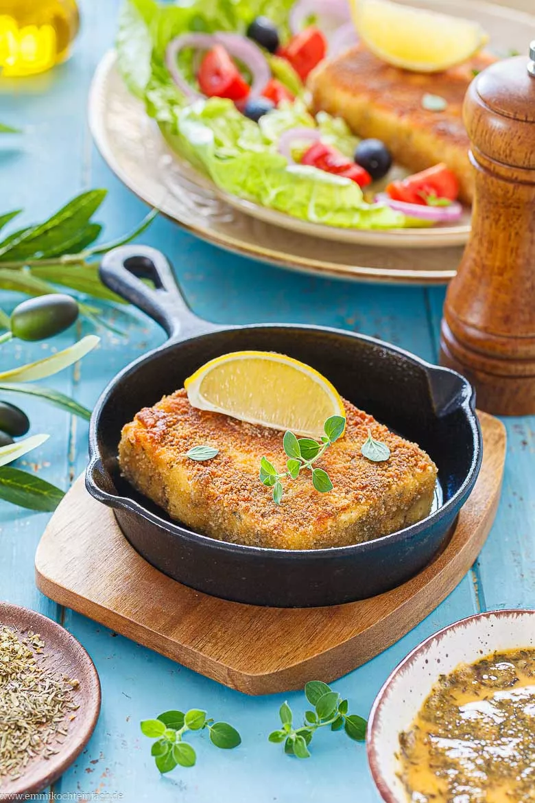 Panierter Feta nach griechischer Art