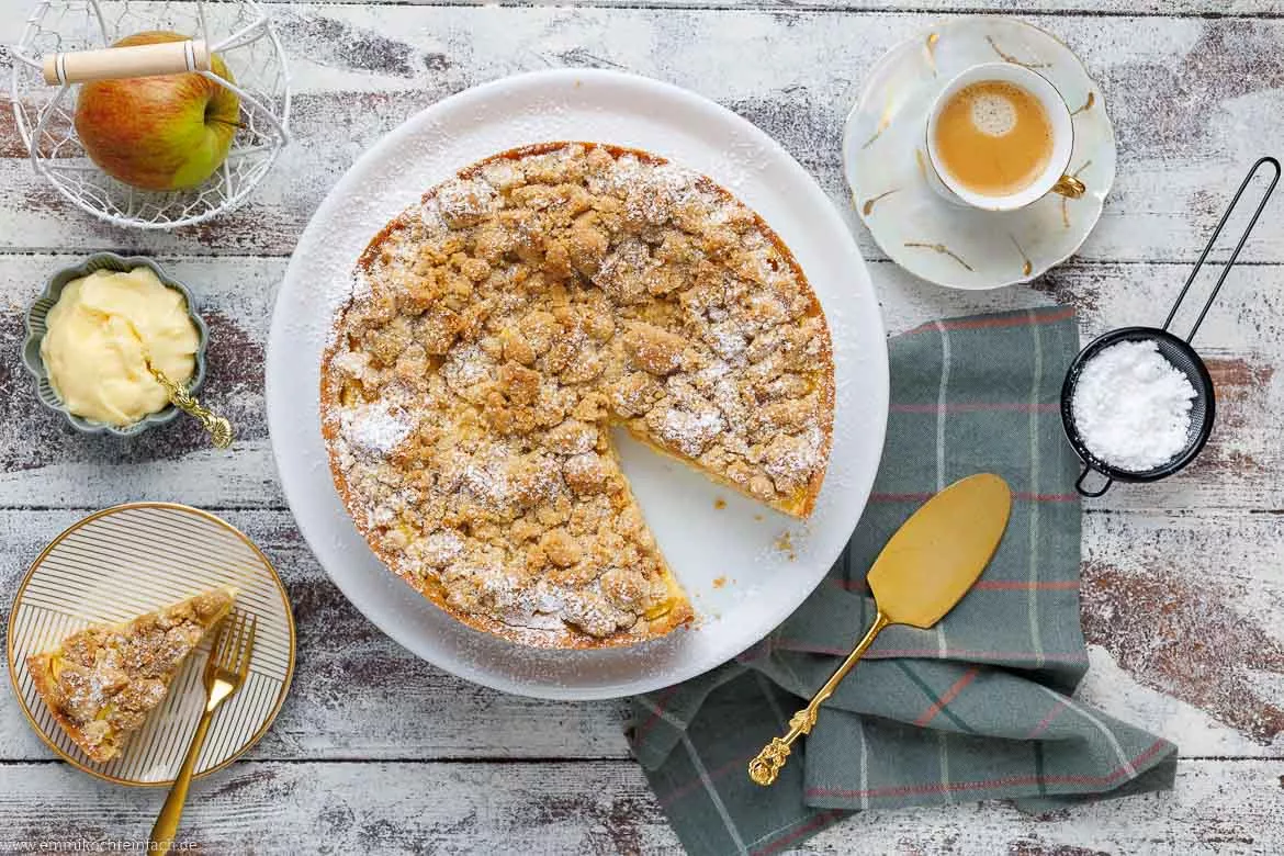 Rezept für Apfelkuchen mit Pudding