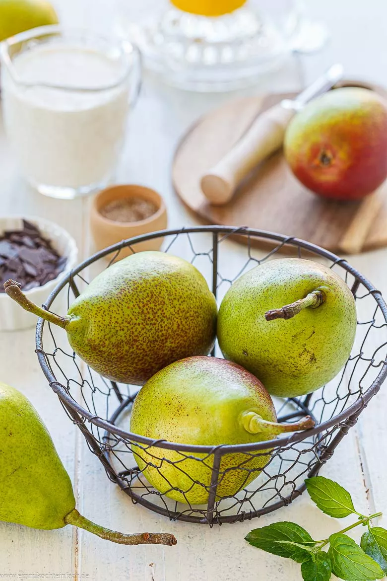 Zutaten für das Birne Helene Dessert