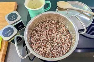 Quinoa in Wasser und Salz oder Brühe kochen