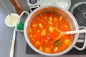 Mit Salz und Pfeffer abschmecken und mit Schmand oder Creme fraiche servieren