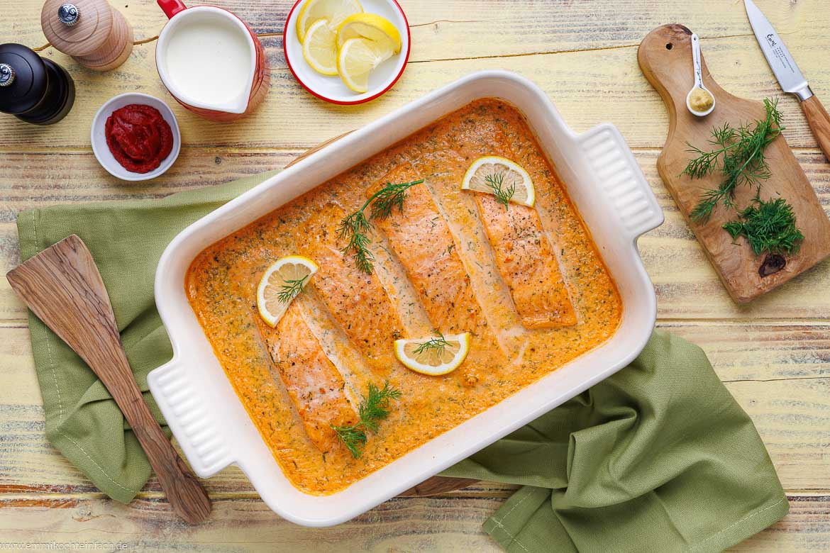 Rezept für Lachs-Sahne-Gratin
