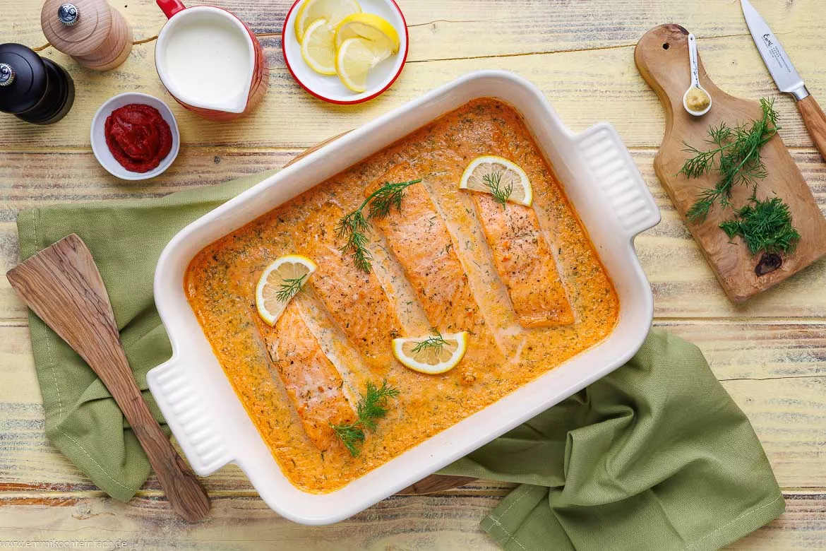 Rezept für Lachs-Sahne-Gratin