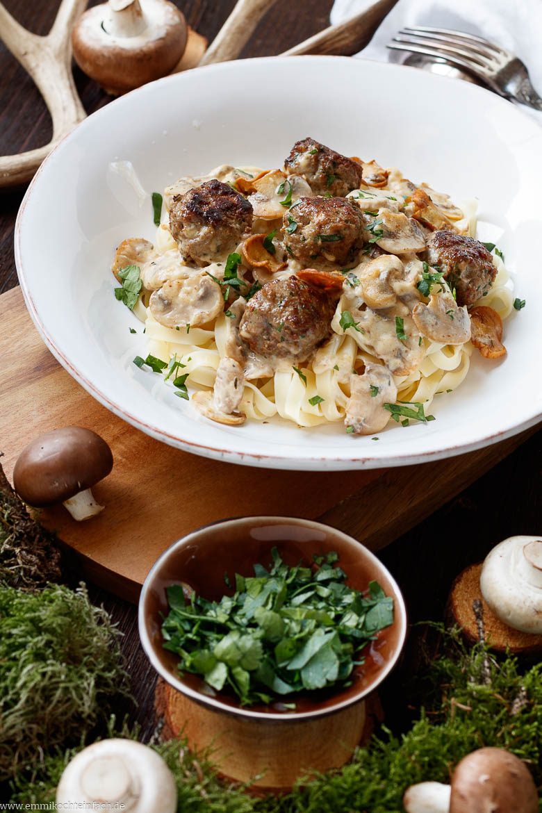 Zutaten für Nudeln mit Pilzen