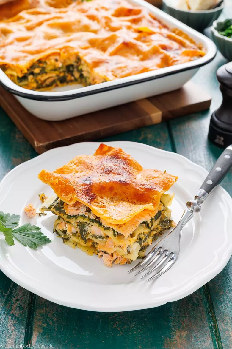 Lachs-Spinat-Lasagne mit Frischkäsecreme Lachs-Spinat-Lasagne mit Frischkäsecreme