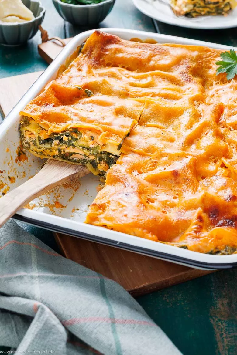 Lachs-Spinat-Lasagne mit Frischkäsecreme