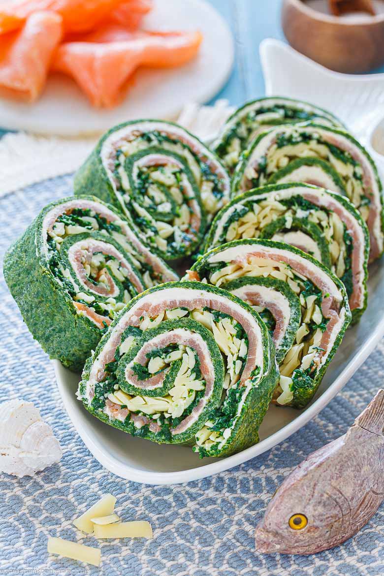 Spinatrolle mit Lachs und Frischkäse