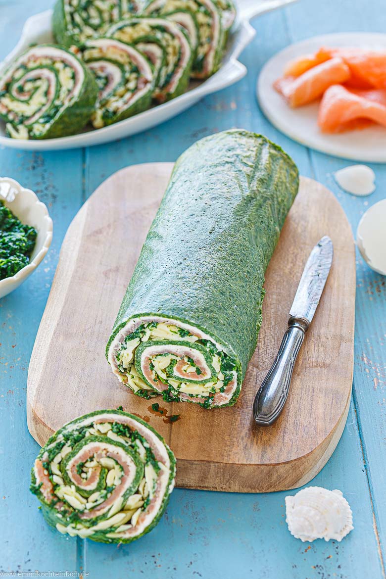 Lachsrolle mit Spinat einfach zubereitet