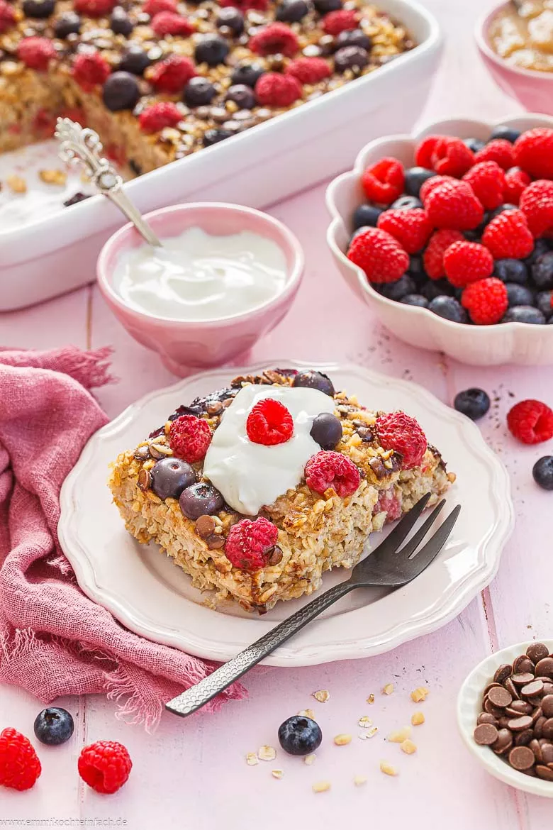 S&uuml;&szlig;er Auflauf aus gebackenen Haferflocken