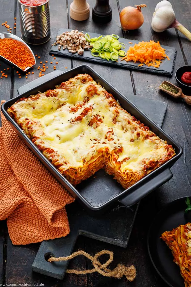 Vegetarische Linsenlasagne