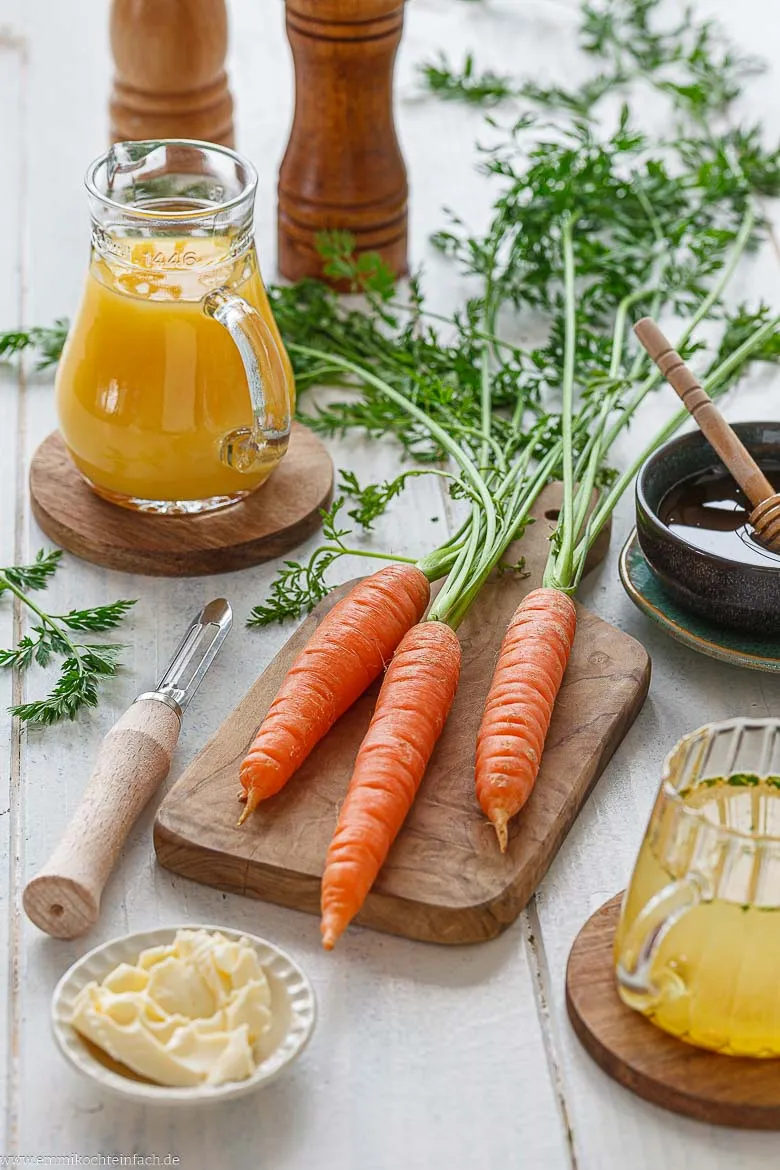 Zutaten f&uuml;r glasierte M&ouml;hren