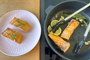Gebratenen Lachs warm servieren