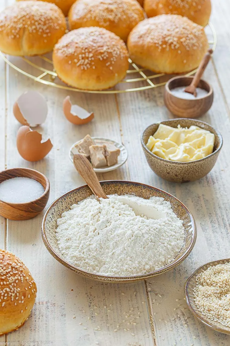Zutaten f&uuml;r Brioche Burger Buns