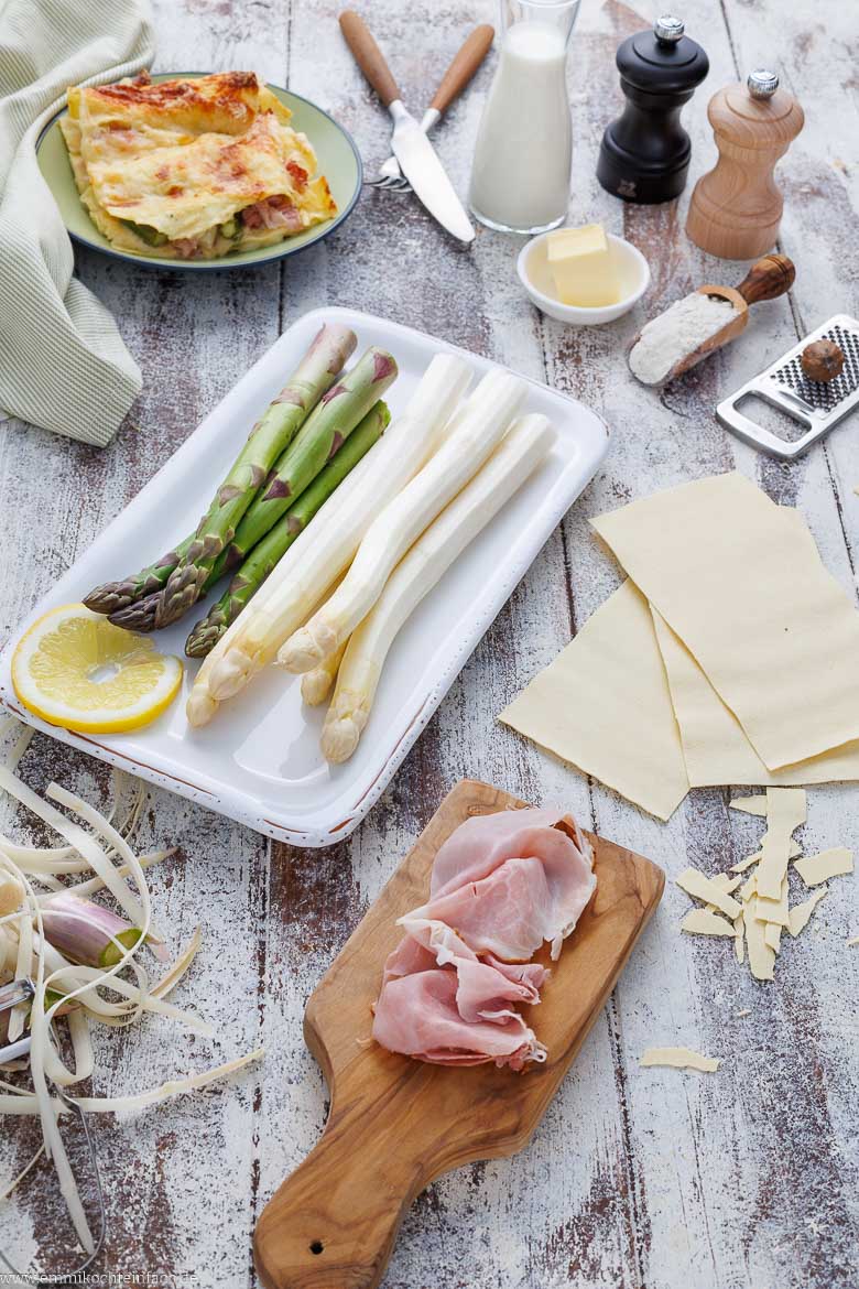 Zutaten f&uuml;r meine cremige Spargellasagne