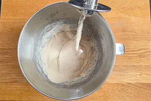 Teig mit dem Knethaken für 8 bis 10 Minuten kneten
