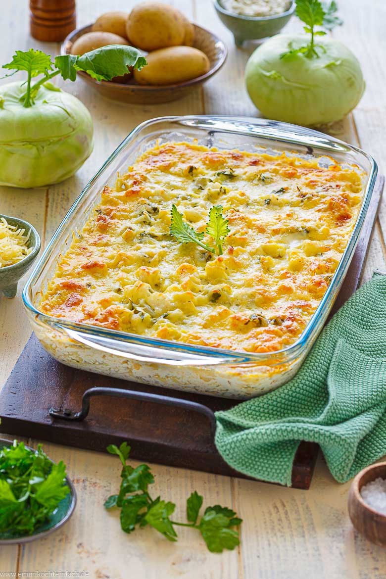 Cremiger Kohlrabi-Auflauf mit Kartoffeln