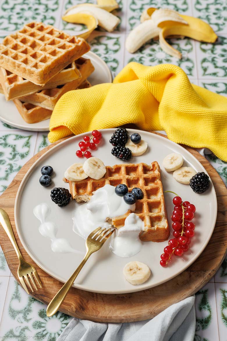 Bananenwaffeln aus dem belgischen Waffeleisen