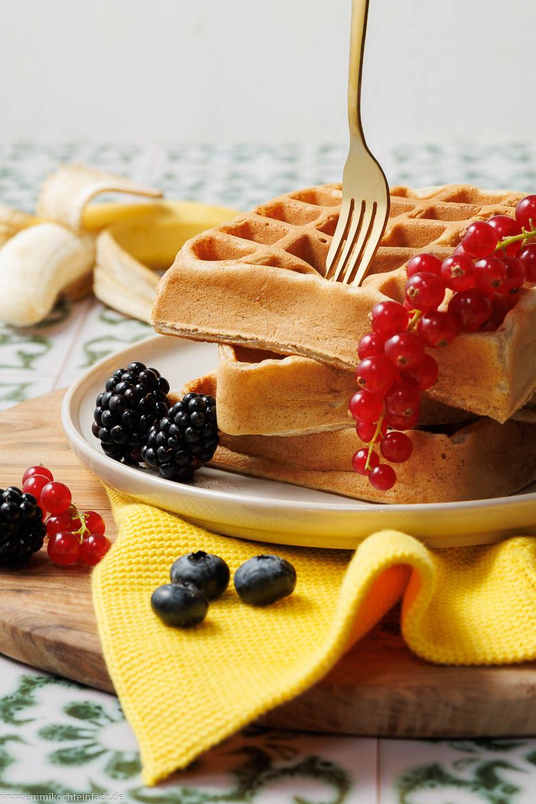 Waffeln mit Bananen für Kinder