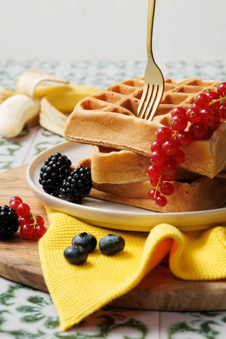 Waffeln mit Bananen für Kinder