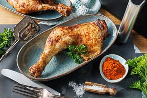 Fertig sind die H&auml;hnchenschenkel aus dem Airfryer!
