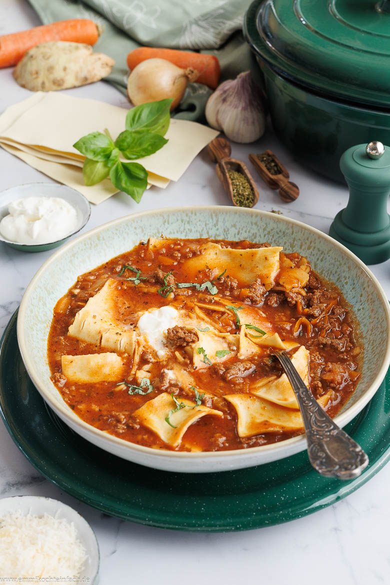 Lasagnesuppe mit Hackfleisch