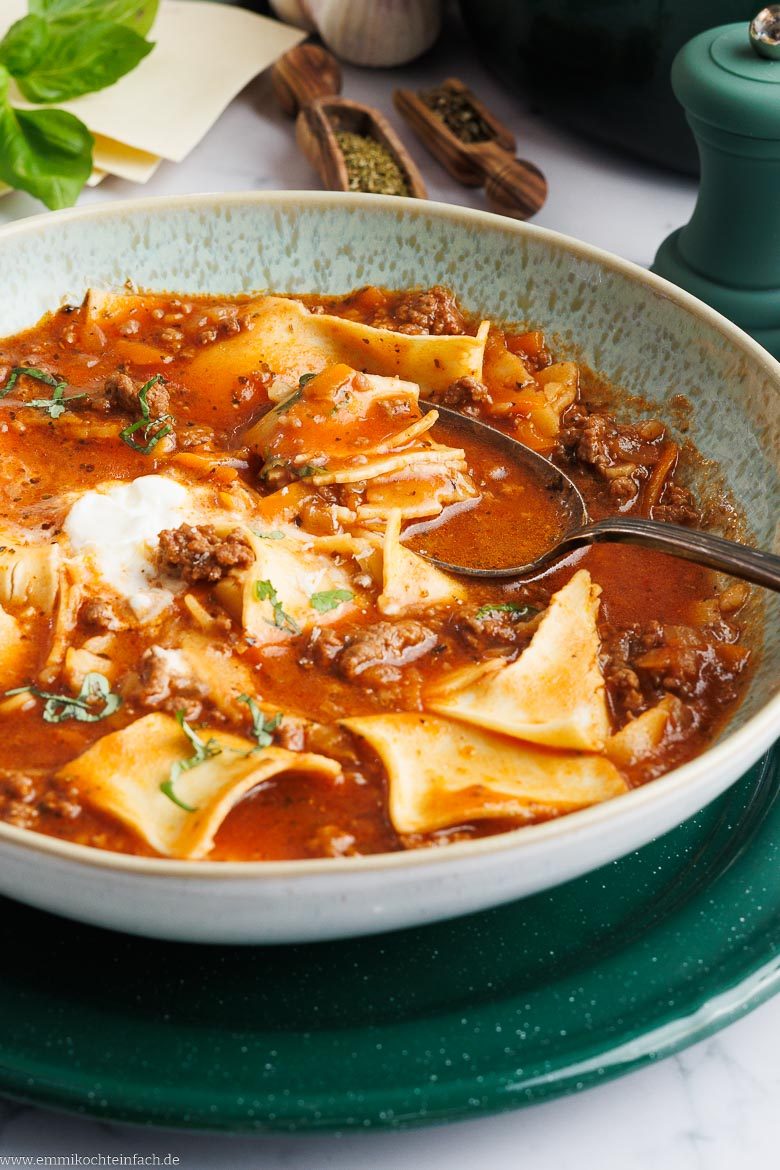 Lasagnesuppe mit Hackfleisch