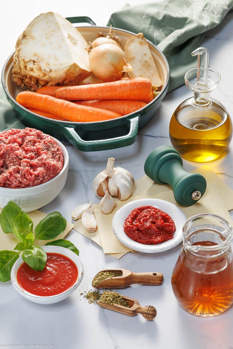 Zutaten für Lasagnesuppe