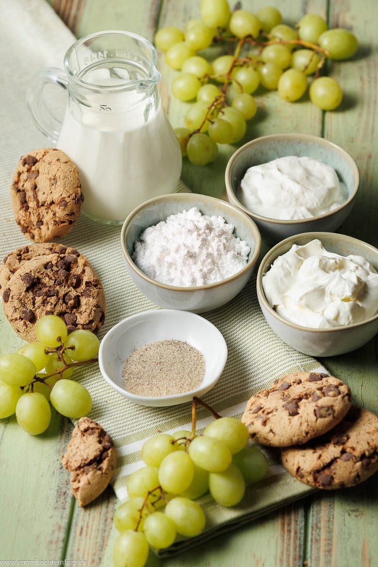 Zutaten f&uuml;r das Weintrauben-Cookie-Dessert