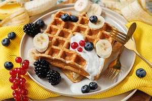 Fertig sind deine Bananenwaffeln und können serviert werden.